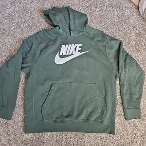 Nike Sportswear Mens XL Green w. White Printed Logo Hooded Sweatshirt